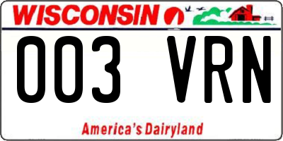 WI license plate 003VRN
