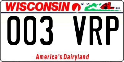 WI license plate 003VRP