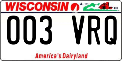 WI license plate 003VRQ
