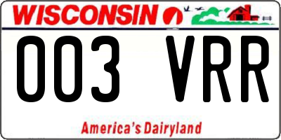 WI license plate 003VRR