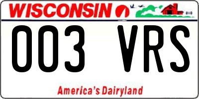 WI license plate 003VRS