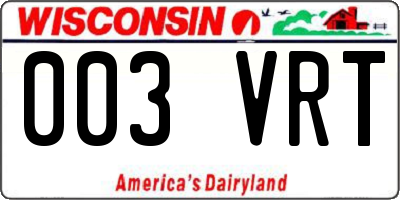 WI license plate 003VRT