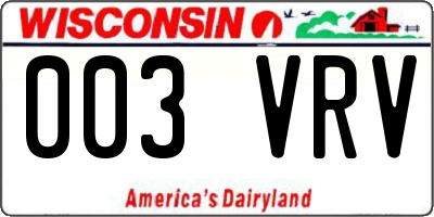 WI license plate 003VRV