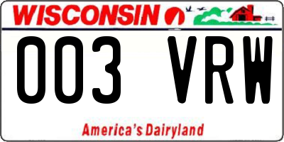 WI license plate 003VRW