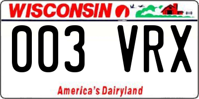 WI license plate 003VRX