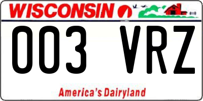 WI license plate 003VRZ