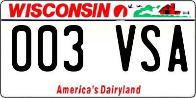 WI license plate 003VSA