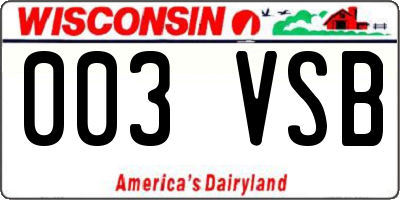 WI license plate 003VSB