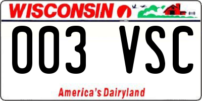 WI license plate 003VSC