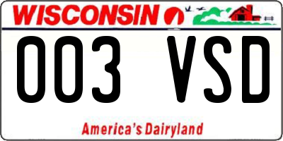 WI license plate 003VSD