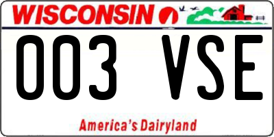 WI license plate 003VSE