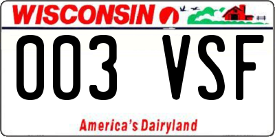 WI license plate 003VSF