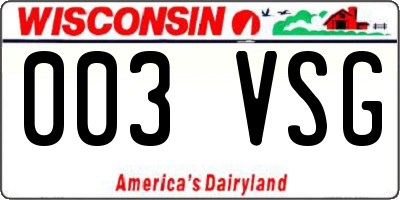 WI license plate 003VSG