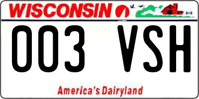 WI license plate 003VSH