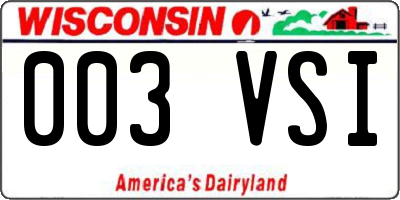 WI license plate 003VSI
