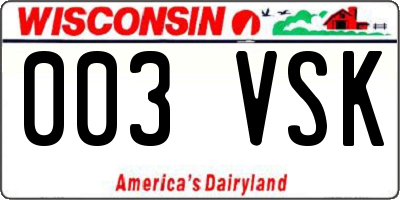 WI license plate 003VSK