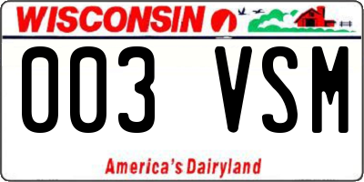 WI license plate 003VSM
