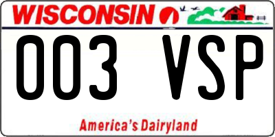 WI license plate 003VSP