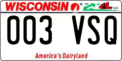 WI license plate 003VSQ