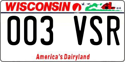 WI license plate 003VSR
