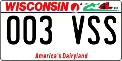 WI license plate 003VSS