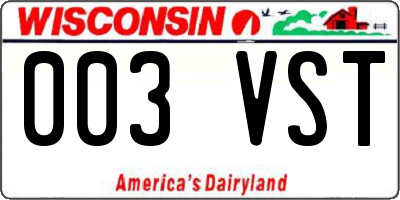 WI license plate 003VST