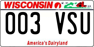 WI license plate 003VSU