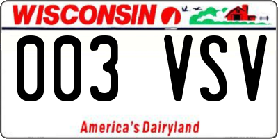 WI license plate 003VSV