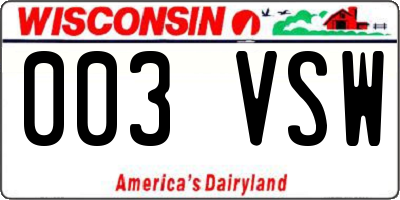 WI license plate 003VSW