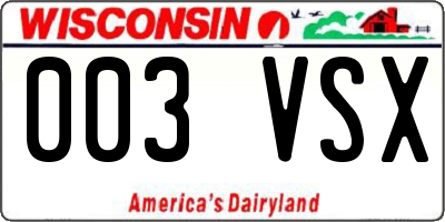 WI license plate 003VSX