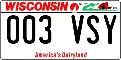 WI license plate 003VSY