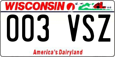 WI license plate 003VSZ