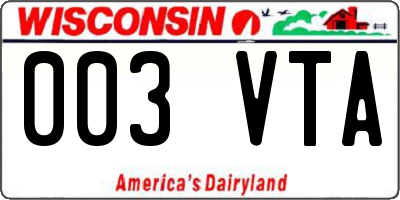 WI license plate 003VTA