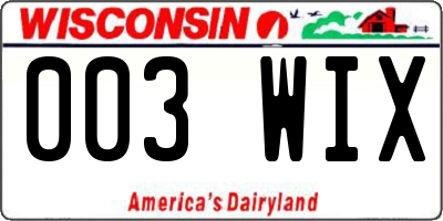 WI license plate 003WIX