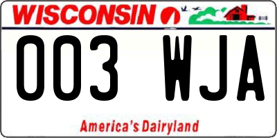 WI license plate 003WJA