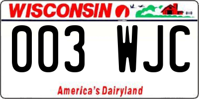WI license plate 003WJC