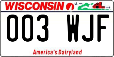 WI license plate 003WJF