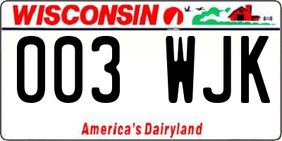 WI license plate 003WJK