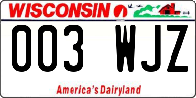 WI license plate 003WJZ