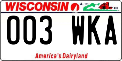 WI license plate 003WKA