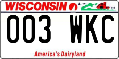 WI license plate 003WKC