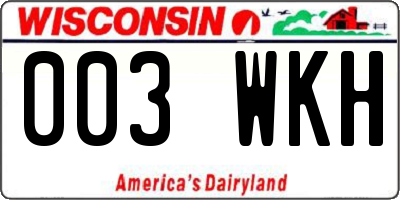 WI license plate 003WKH