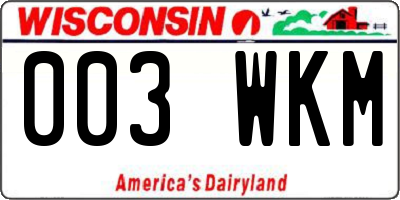 WI license plate 003WKM