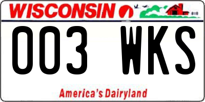 WI license plate 003WKS