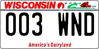 WI license plate 003WND
