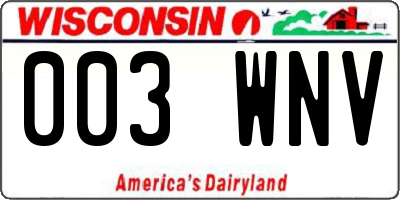 WI license plate 003WNV