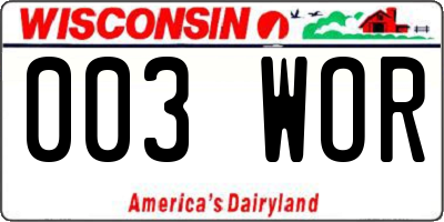 WI license plate 003WOR
