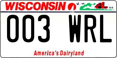 WI license plate 003WRL