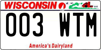WI license plate 003WTM