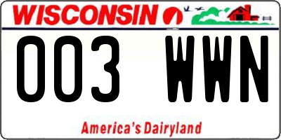 WI license plate 003WWN